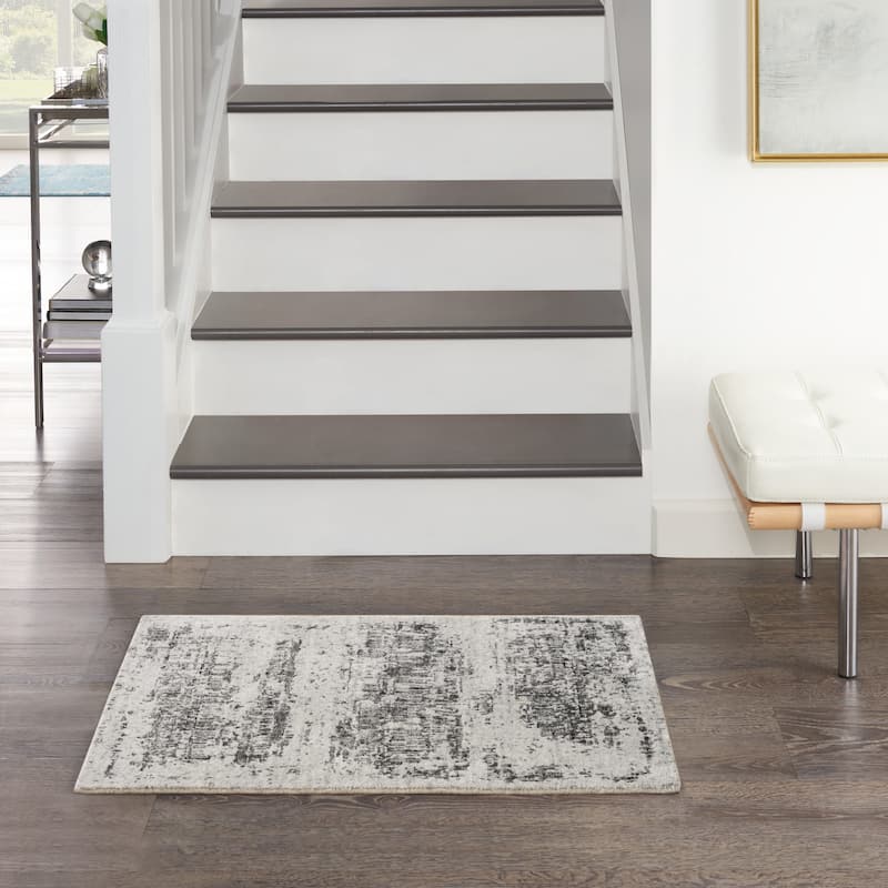 Nourison Harmony Indoor only Ivory Abstract Area Rug - Ivory/Charcoal - 2' x 3'