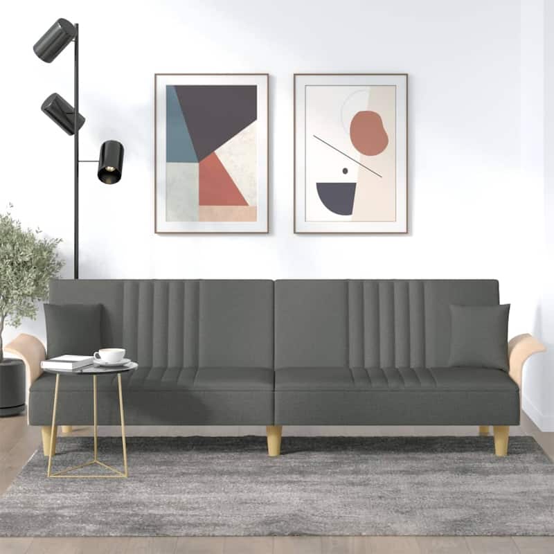 vidaXL Sofa Bed with Armrests Dark/Light Gray Fabric - 88.2" x 35" x 27.6" - Dark gray