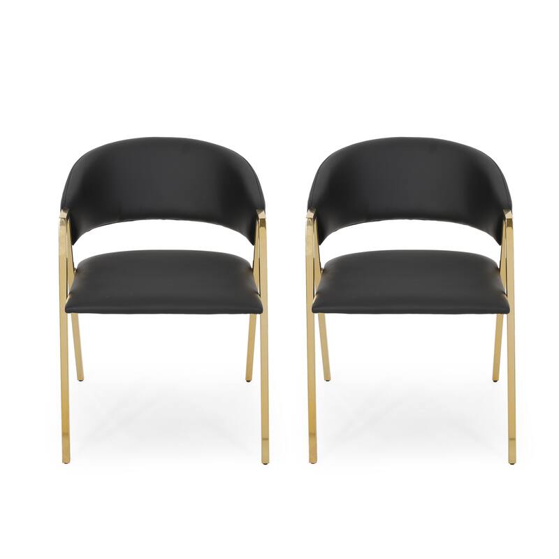 Modern Upholstered Dining Chair with Backrest & V-Shaped Legs(Set of 2)