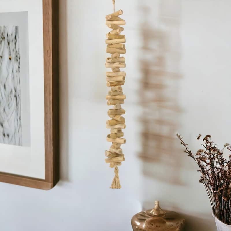 Wistan Hanging Wood Bar Tassel Decor - Large - Brown