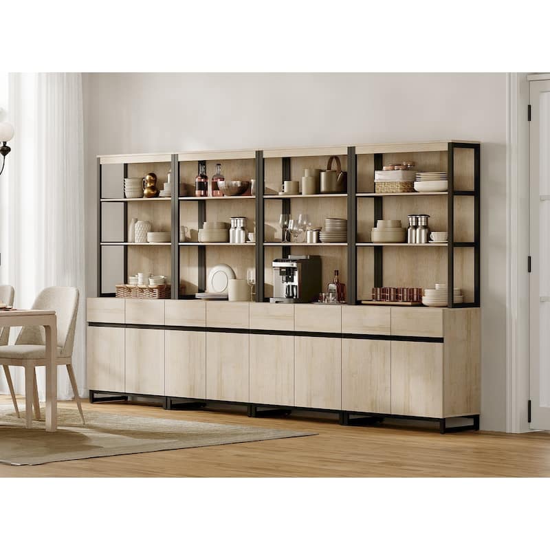 WAMPAT Modern 72" Tall Bookcase with Metal Base and Adjustable Shelves, Library Book Shelf with Storage Cabinet