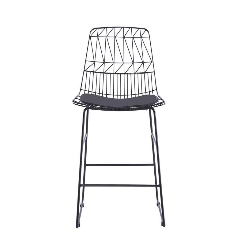 Porthos Home Asa Geometric Metal Counter Stools with PU Leather Seat Pad, Set of 2