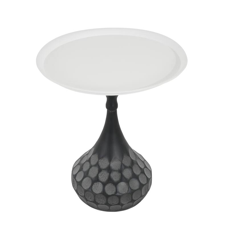 Accent Metal Coffee Table, Pedestal Table for Living Room, Hand-hammered Texture