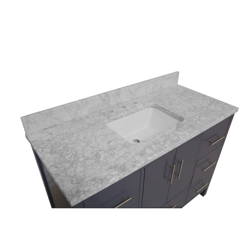KitchenBathCollection California 48" Bathroom Vanity with Carrara Marble Top