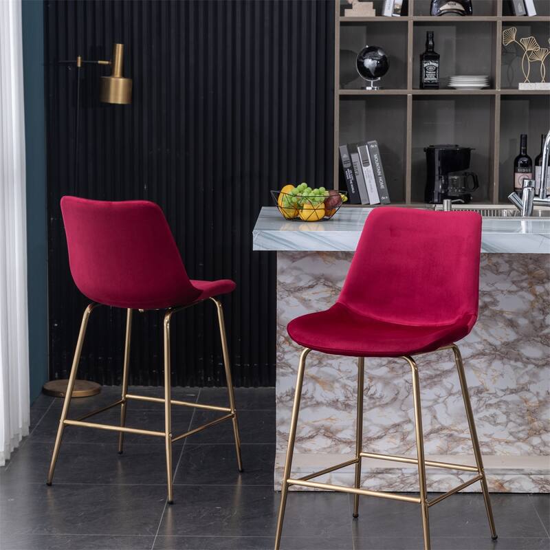 Modern Velvet 26.50 Counter Height Stool, Set of 2