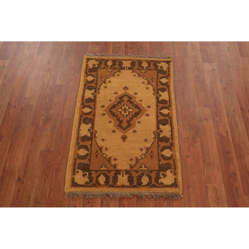 Yellow Moroccan Oriental Foyer Rug Hand-Knotted Wool Carpet - 2'0"x 3'0"