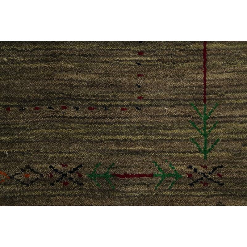 Hand Knotted Oriental 100% Wool Carpet Tribal Tribal Multi-Colored Gabbeh Runner Rug - 11' 4'' X 2' 10''