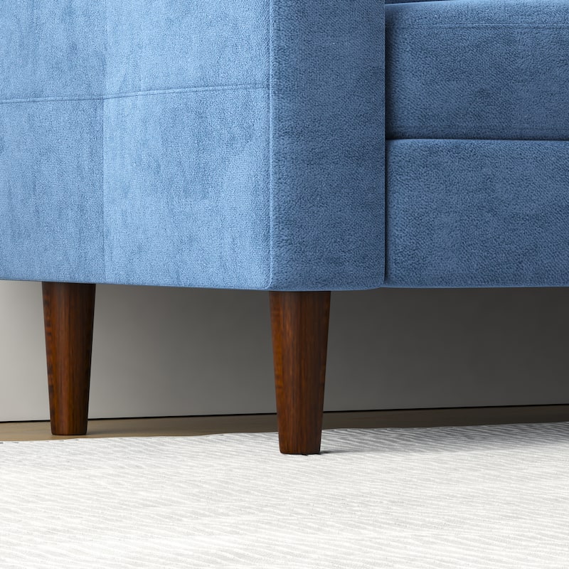 Blue 78.74" Fabric Convertible L-Shaped Sofa with Storage Ottoman, USB Port, and Cup Holder