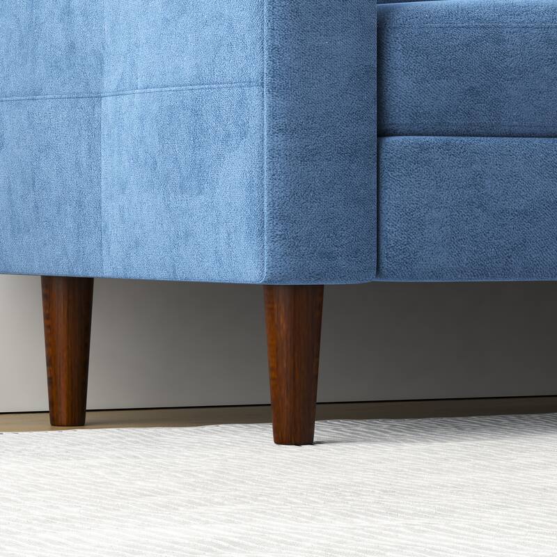 Blue 78.74" L-Shaped Fabric 3-Seater Sofa with Storage Ottoman, USB Port, Cup Holder, and Modern Design