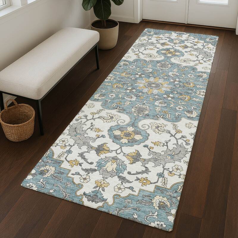 Machine Washable Indoor/ Outdoor Traditional Savannah Chantille Rug