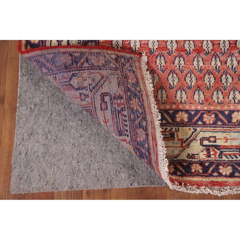 Hand Knotted Oriental 100% Wool Carpet Traditional All-Over Red Botemir Runner Rug - 10' 3'' X 3' 6''