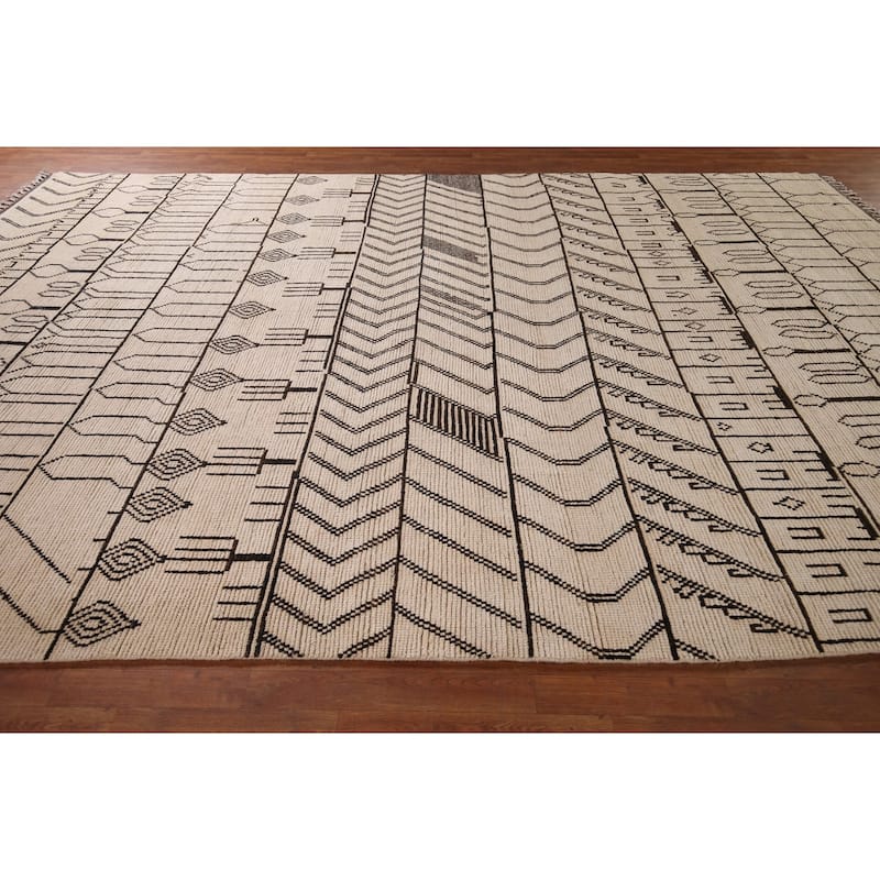 Moroccan Oriental Large Area Rug Hand-Knotted Wool Carpet - 9'8"x 14'2"