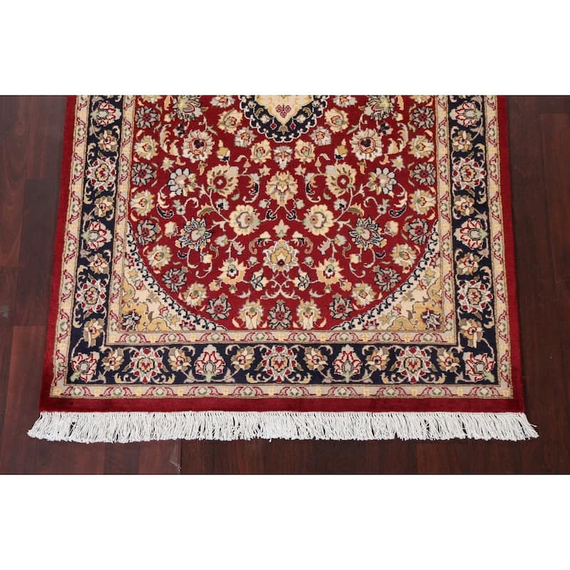 Floral Vegetable Dye Nain Oriental Area Rug Wool Hand-knotted Carpet - 3'11" x 6'4"