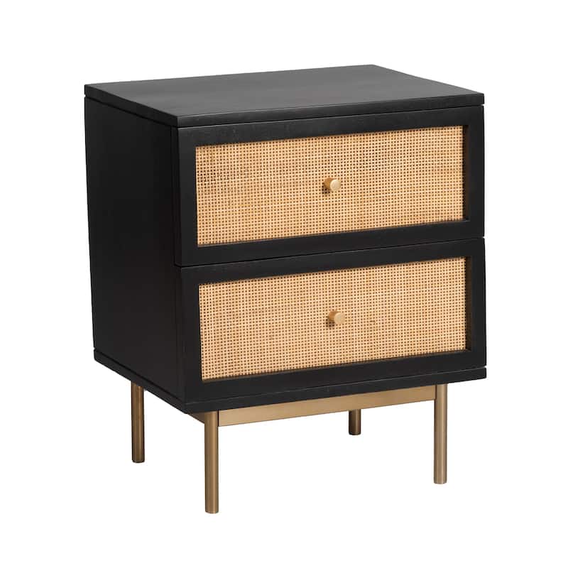 Curtis Solid Wood Two-Drawer Nightstand