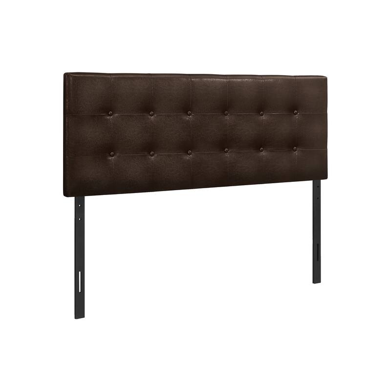 Brown Leather Look Upholstered Headboard, Full Size, Wooden Frame, Easy Assembly