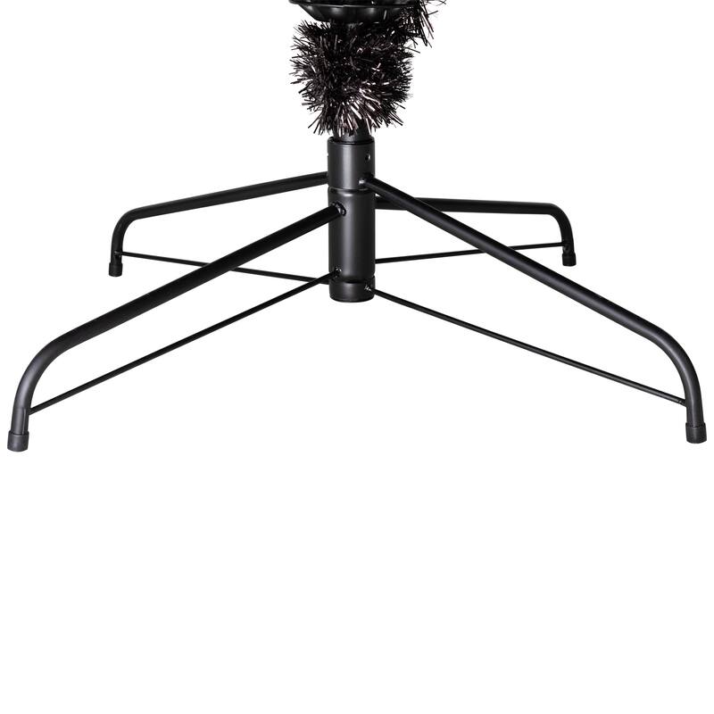 Pre-Lit Artificial Tinsel Halloween Tree - 9' - Black - Clear Lights - 9 Foot