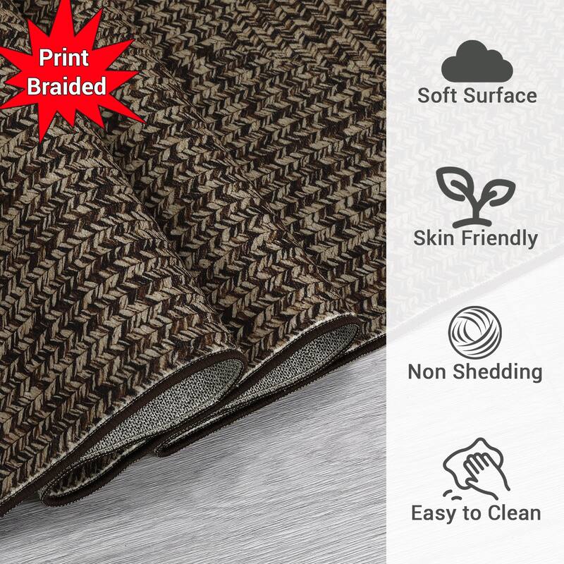 Modern Braided Print Rug Washable Area Rugs for Living Room Bedroom