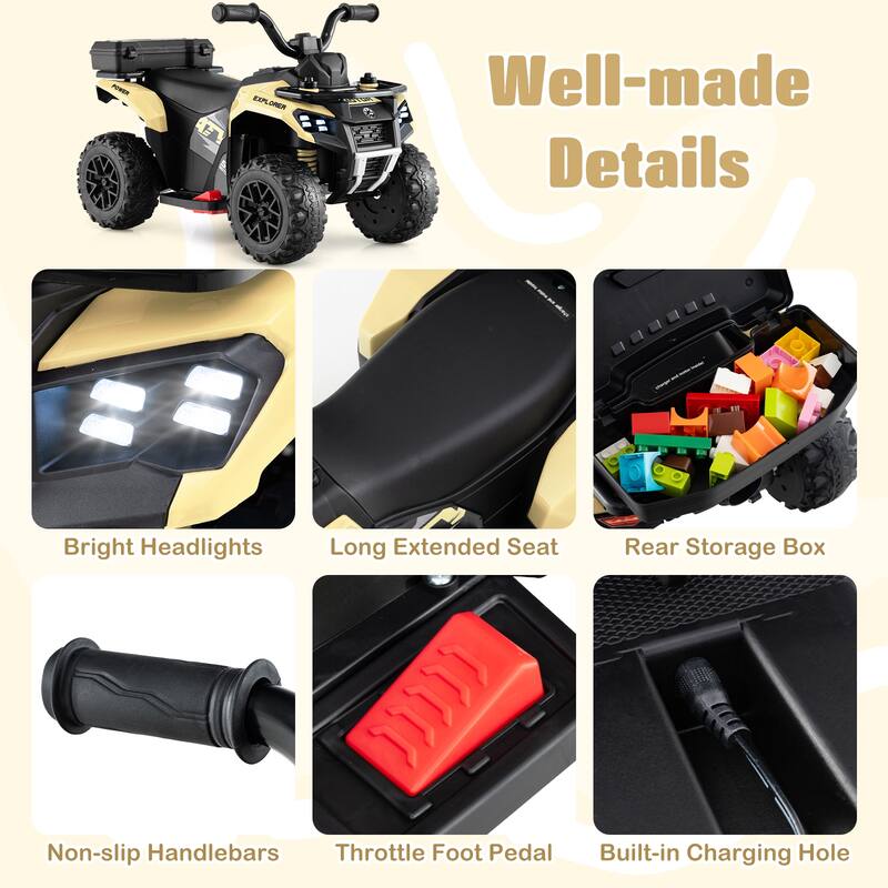 Gymax 6V Kids Ride On ATV w/ Music & Spray Function USB Port Storage