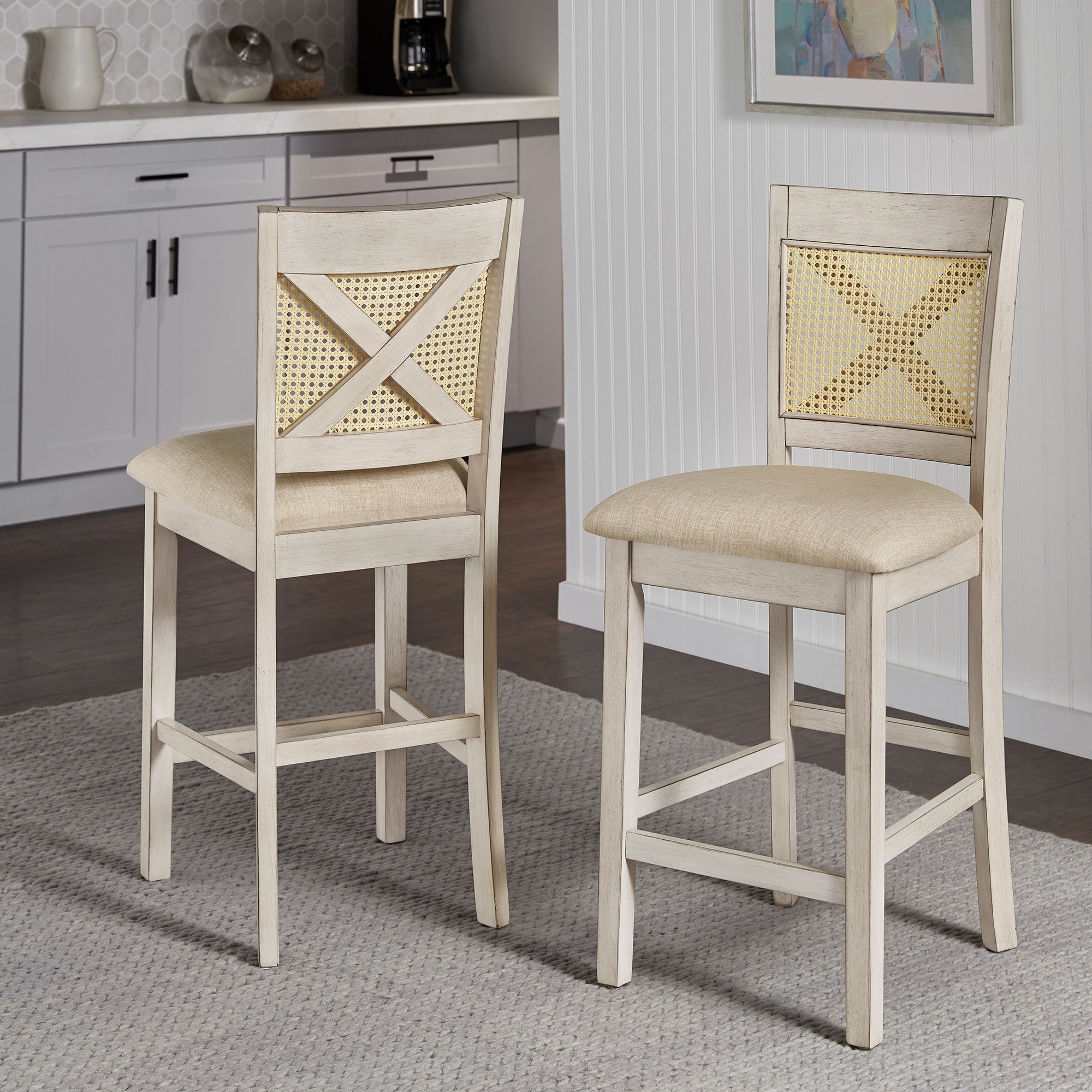 iNSPIRE Q Classic Plaga X-Back Cane Accent Counter Height Chair (Set of 2) - Counter Height