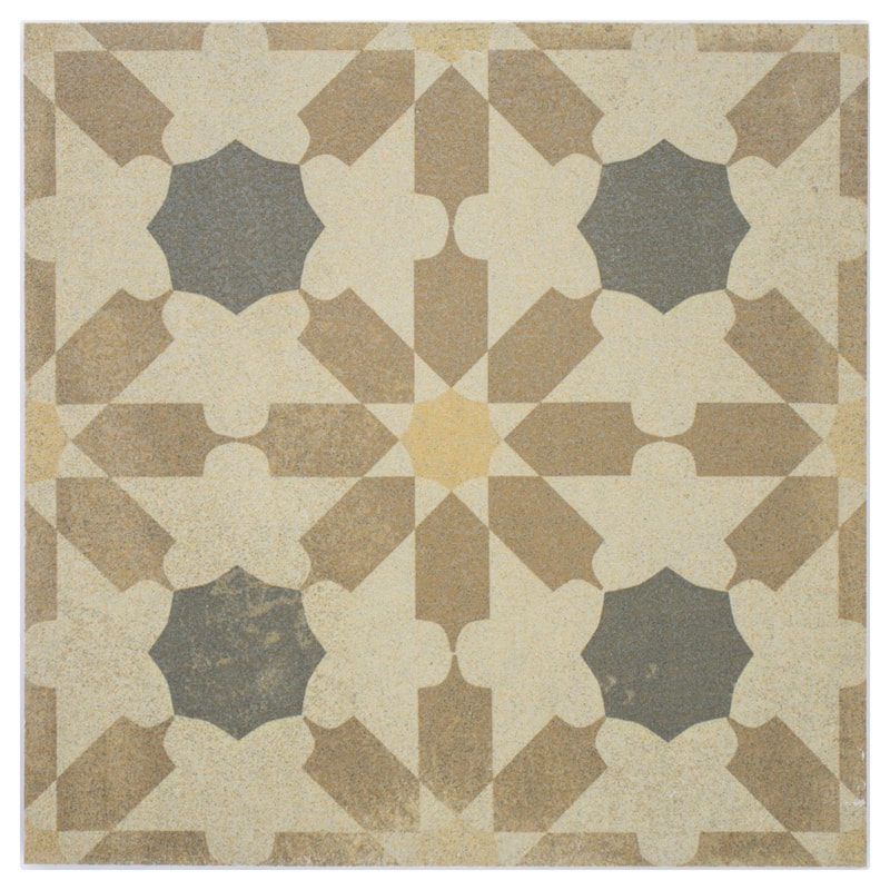 Cruz Bay Studio MKT61123 Seville - 8" x 8" Encaustic Floor and Wall - Sepia Matte