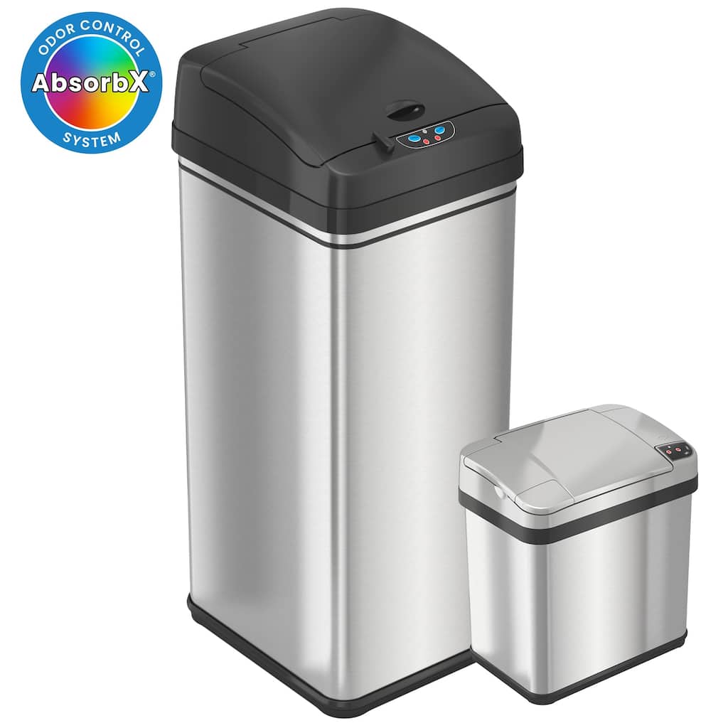 iTouchless 13 Gal 2.5 Gal Sensor Kitchen & Bathroom Trash Can Set