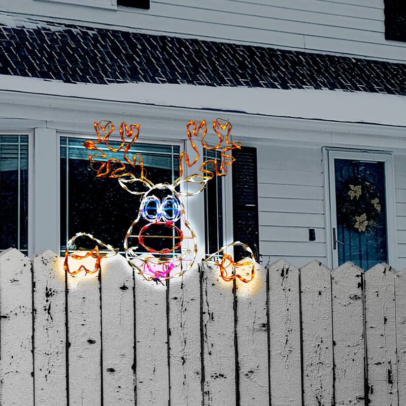 LED Lighted Peek a Boo Dancer the Reindeer Outdoor Christmas Decoration - 35" - Multi