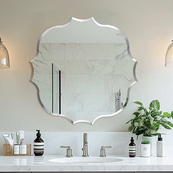Irregular Bathroom Mirror Firm Wall Mount Vanity Mirror w/Beveled