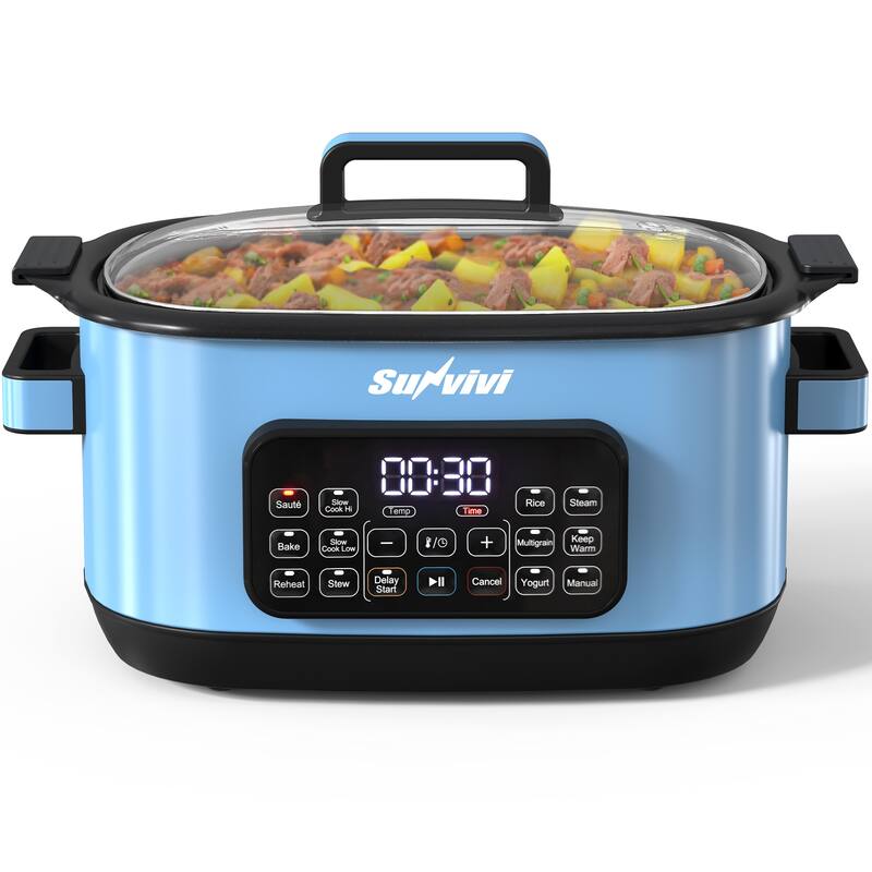 6.5QT 12-in-1 Programmable Multi Slow Cooker - Blue