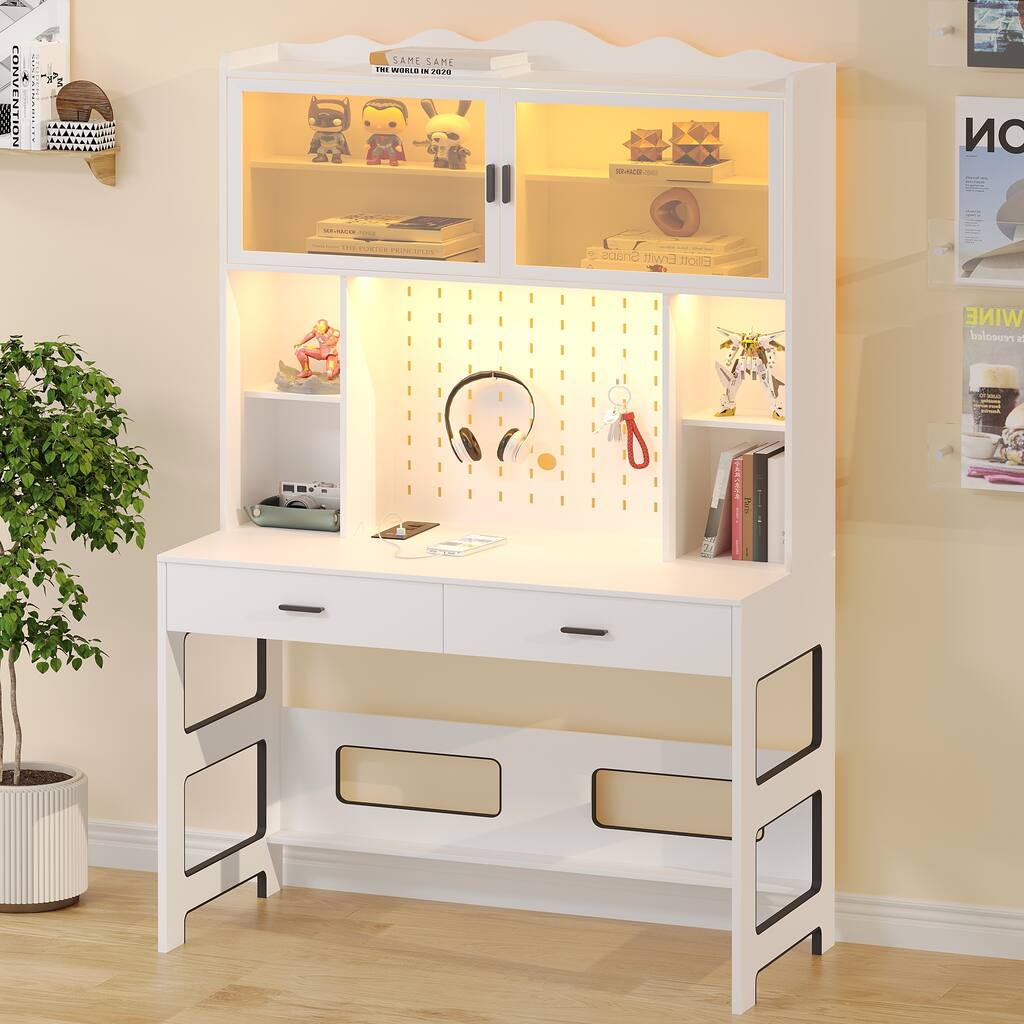 39"Wide Rectangle Computer Desk with Cabinet