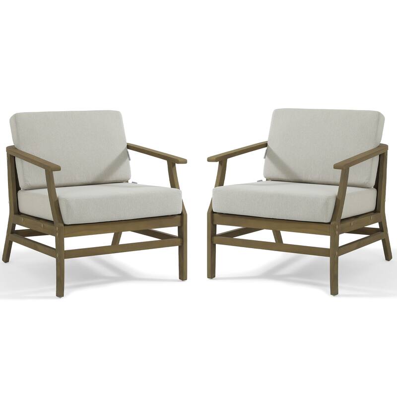 5-Piece Outdoor Teak Wood Patio Conversation Set with Cushions