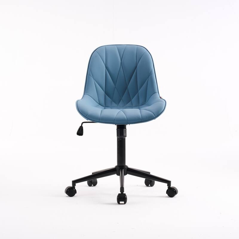 Armless Swivel Office Chair, Faux Leather Task Chairs with Wheels
