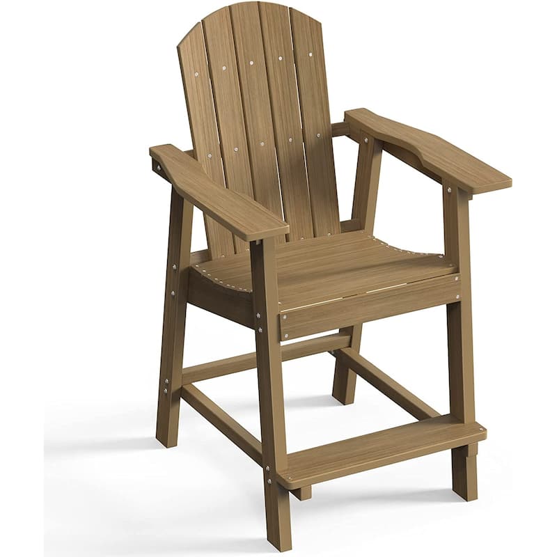 Ravenna Plastic Wood 25" Tall Adirondack Chair Poly Balcony Barstool - Set of 1 - Brown