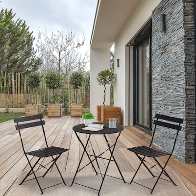 Clihome Outdoor 3 Piece Premium Steel Patio Bistro Set