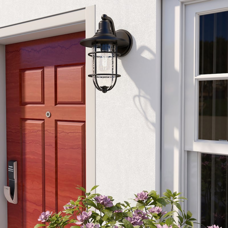 1-Light Black Outdoor Wall Lantern Sconce