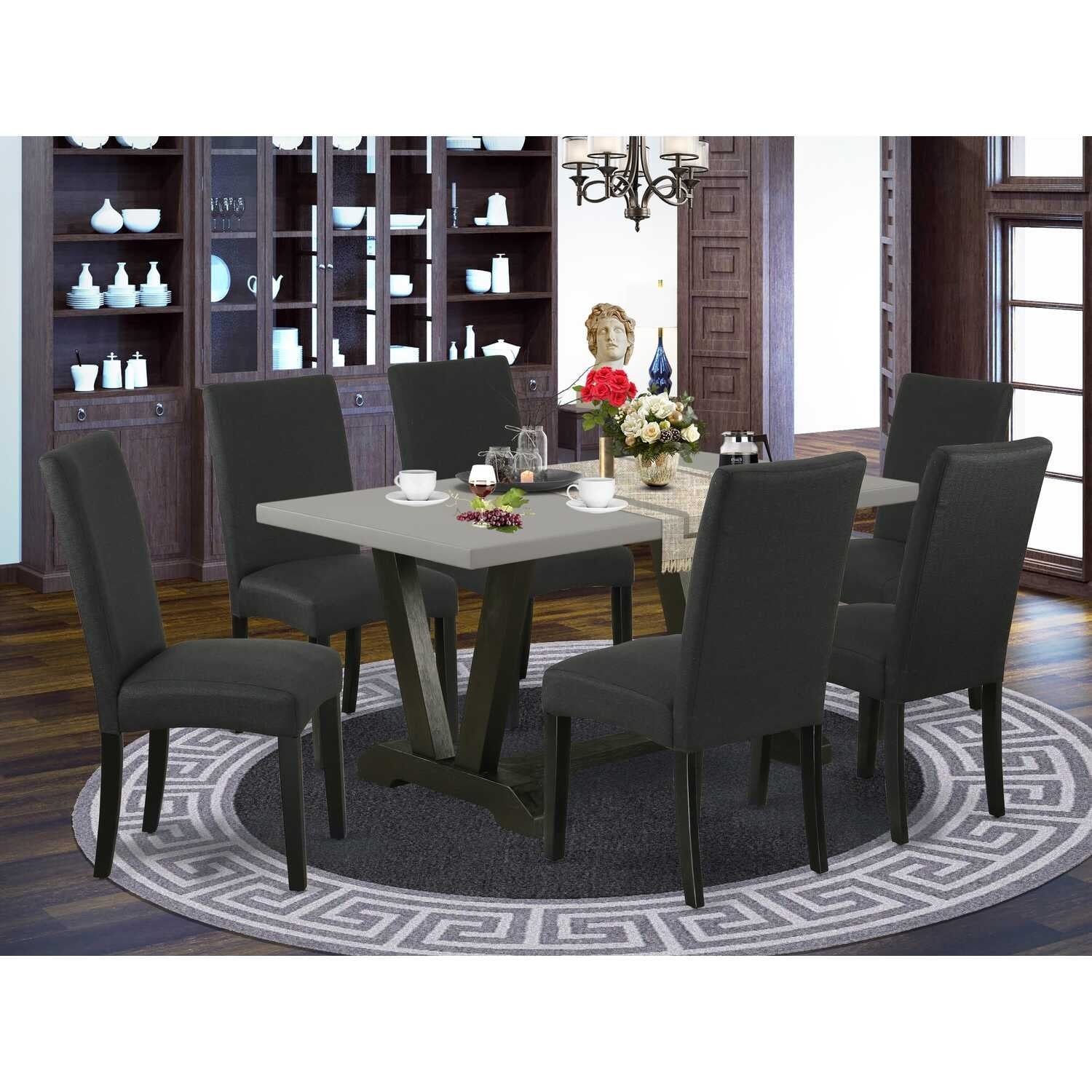 7-Piece Rectangle Natural Oak Finish Solid Wood Top Dining Table with 6 Chairs with