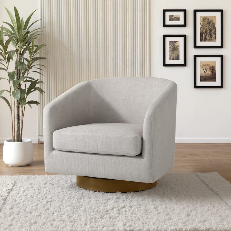 2 Set Modern Wide Round Swivel Accent Barrel Chairs