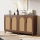 preview thumbnail 16 of 19, Set of 2 Rattan Sideboard, 59 Inch Buffet Cabinet with Doors, Accent Cabinet