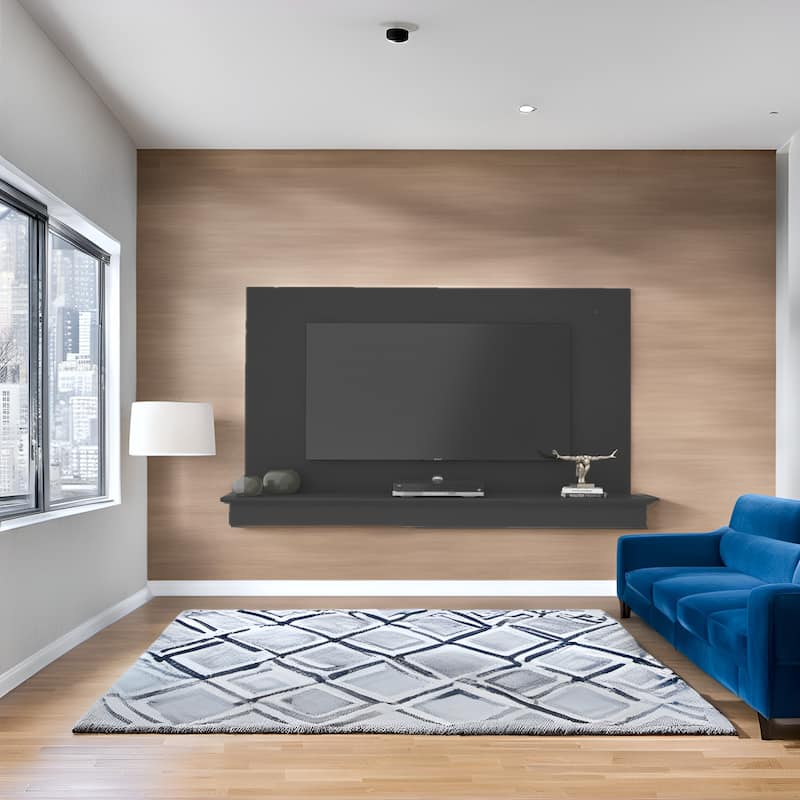Floating TV Stand for up to 55" TVs - Wall-Mounted Entertainment Center with LED Strip & Shelf
