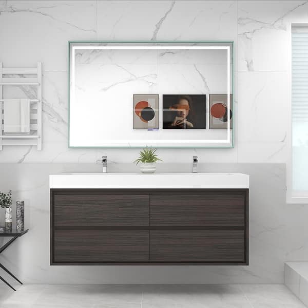 slide 2 of 47, Morava 60" Floating Vanity with Double Sink