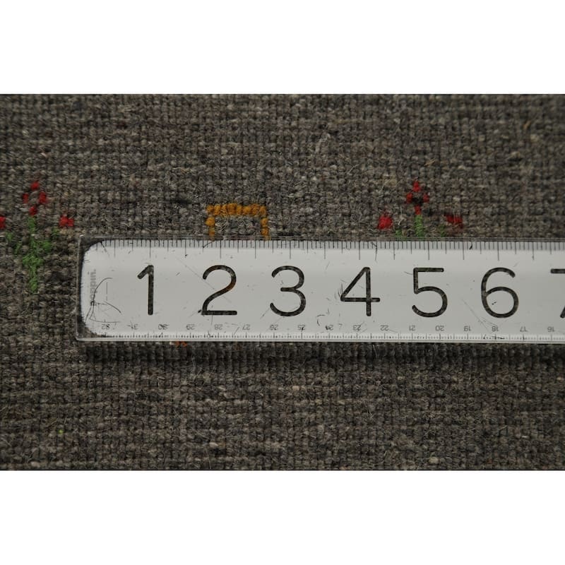 Gabbeh Oriental Area Rug Handmade Grey Modern Wool Carpet - 5'9" x 7'8"