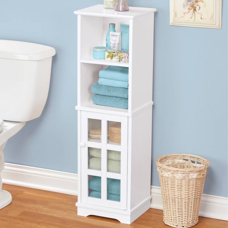 White Wooden Freestanding Storage Cabinet with Shelves - NO SIZE