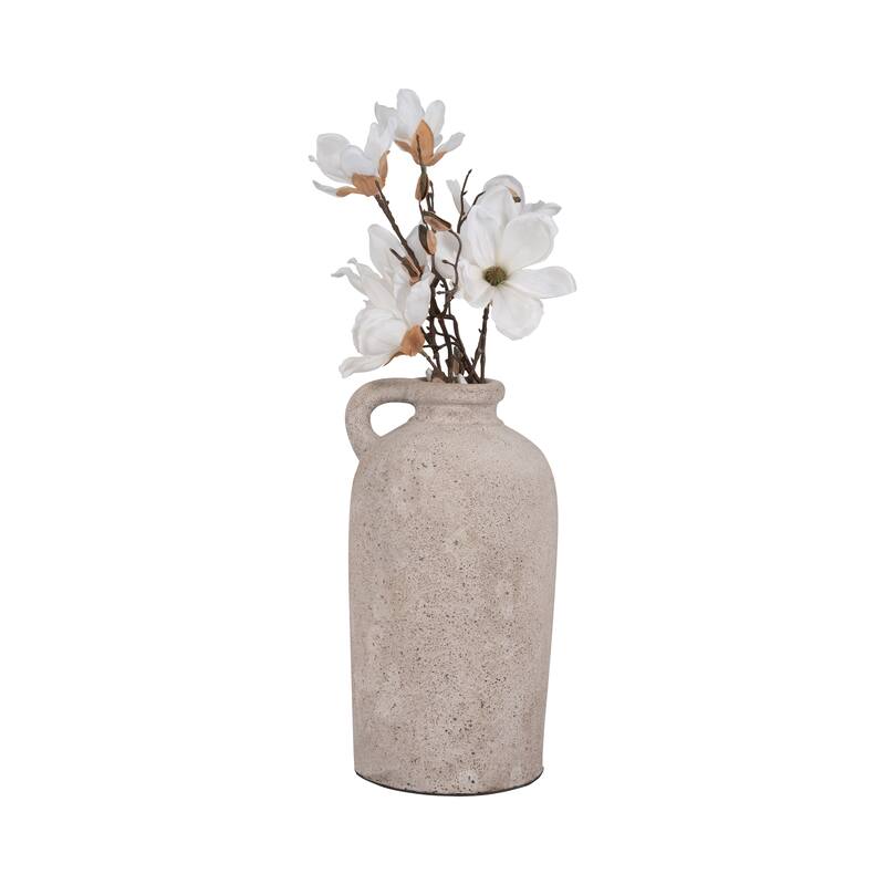 Pottery Terracotta Vase Handled Design Casual Decor - 16" Ivory