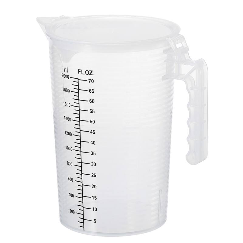 Graduated Beaker, 2000ml PP Plastic Cup Double Sided Black Graduations - Transparent