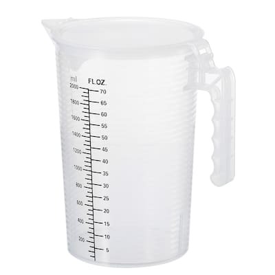 Graduated Beaker, 2000ml PP Plastic Cup Double Sided Black Graduations - Transparent