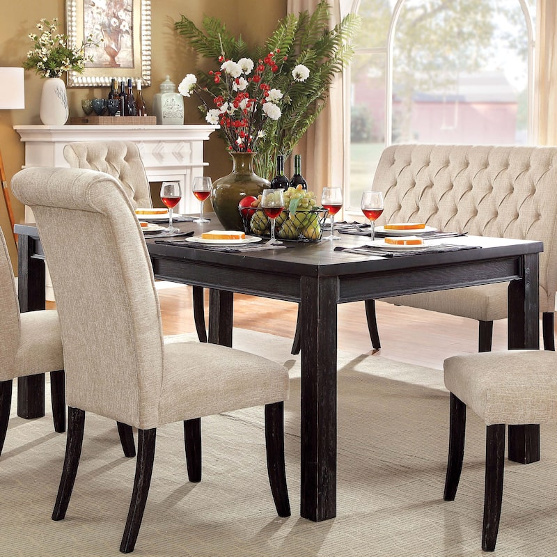 Furniture of America Tays Contemporary Black Solid Wood Dining Table