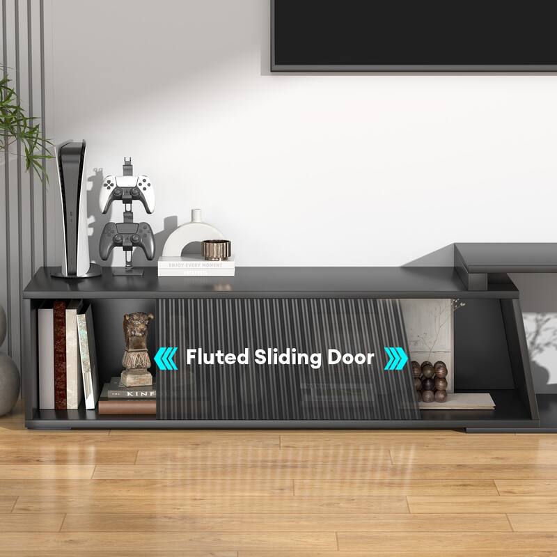 Gymojoy Extendable Adjustable Length 70.9"-106.2" TV Stand for 85-110 Inch Entertainment Center,Retractable Media Console Table.