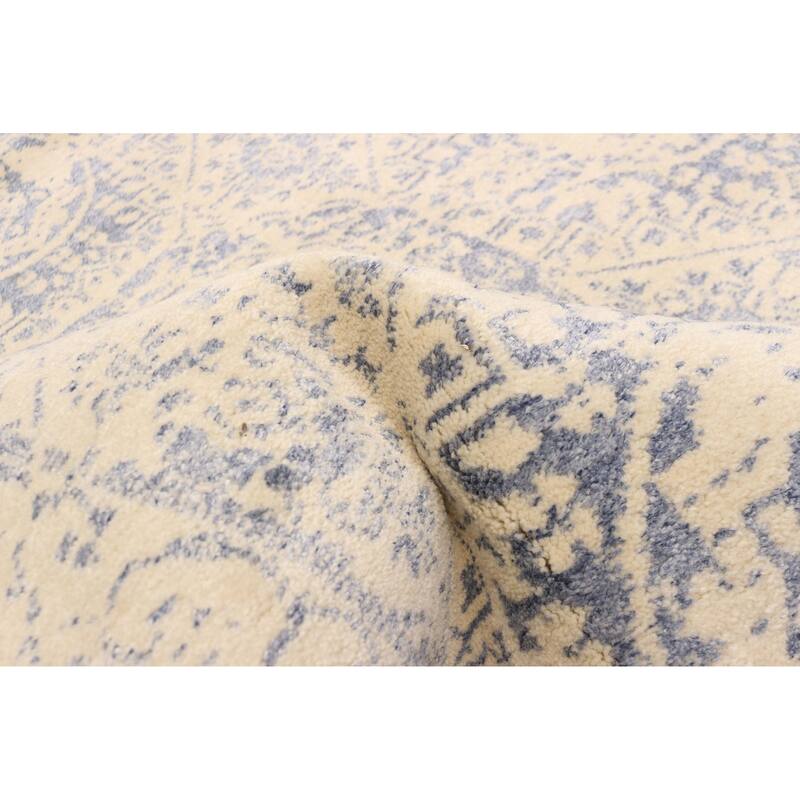 ECARPETGALLERY Hand Loomed Elysian Cream Silk, Wool Rug - 5'3 x 7'6