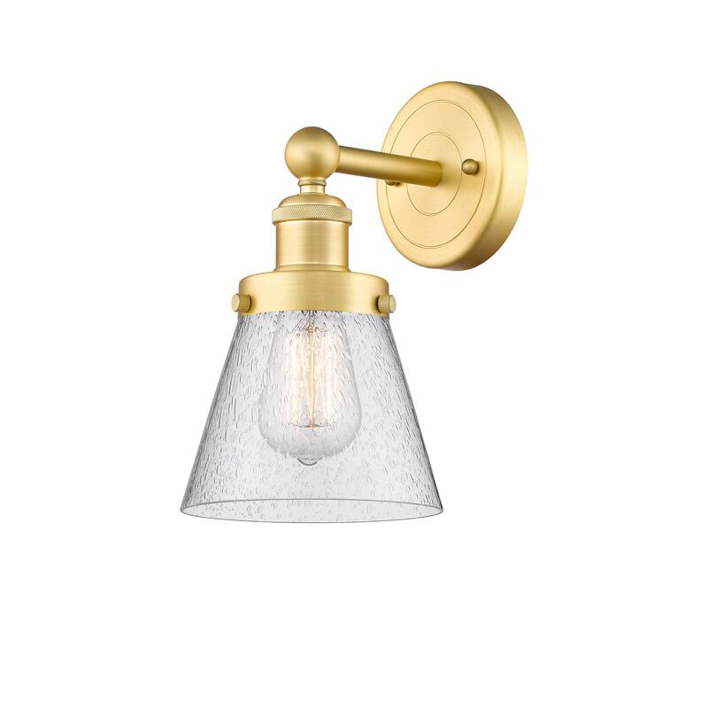 Innovations Lighting Small Cone - 1 Light 7" Sconce - Satin Gold/Seedy