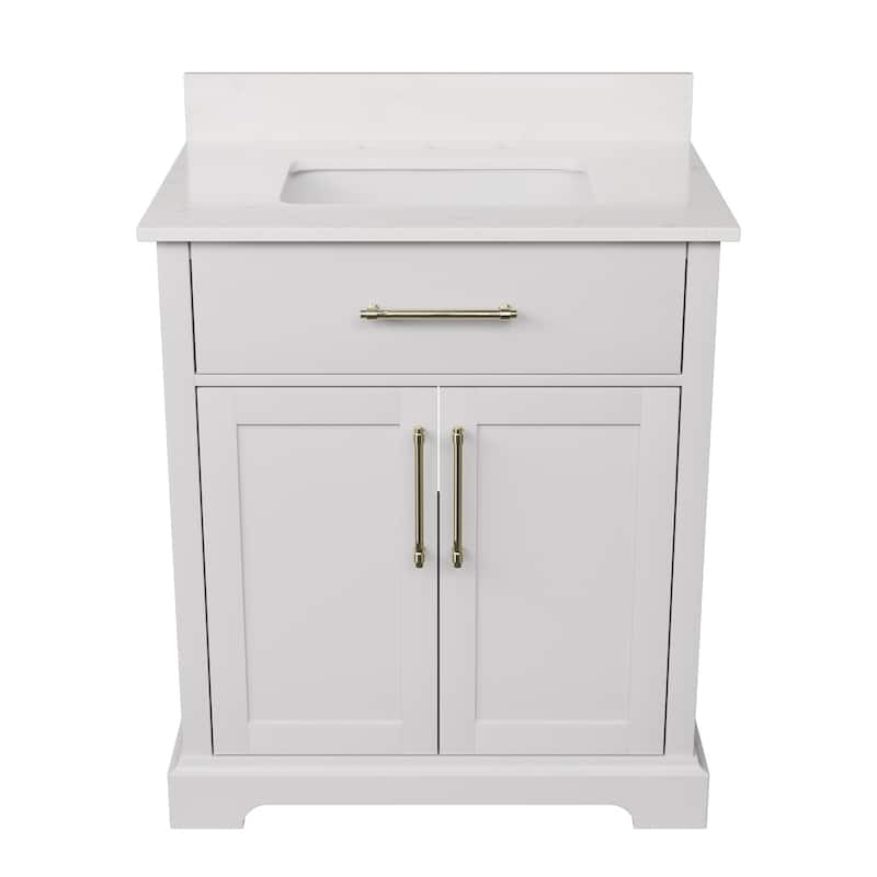 30-in Undermount Single Sink Bathroom Vanity with White Quartz Top