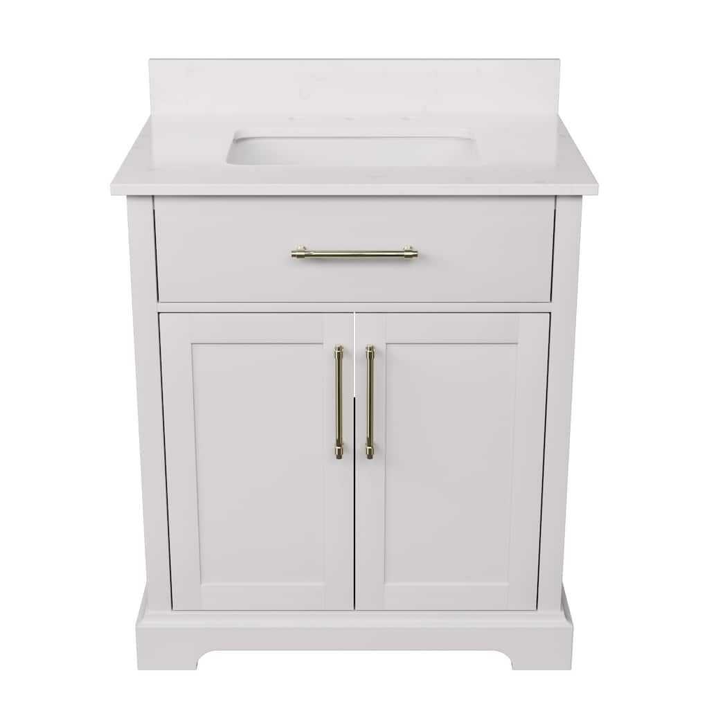 30-in Undermount Single Sink Bathroom Vanity with White Quartz Top